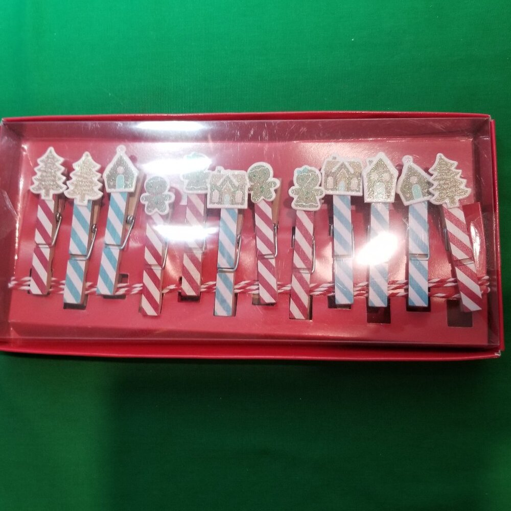 Peppermint & Pine Christmas PHOTO & CARD CLOTHESPIN Line Gingerbread‎ Pine Tree